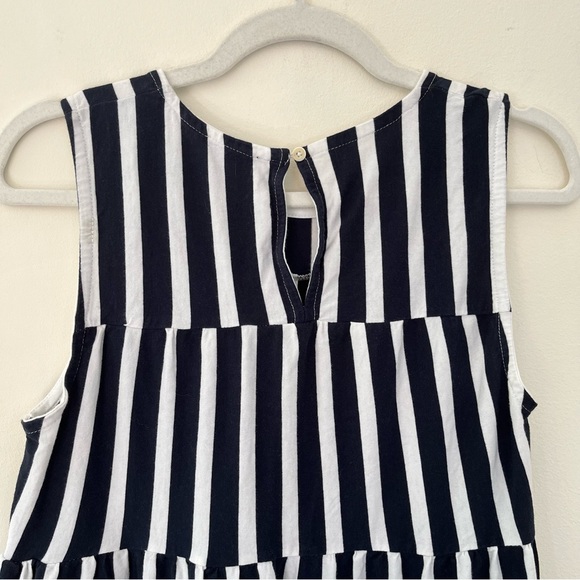 J.Crew Striped Tiered Relaxed Midi Cotton Tank Dress Navy Blue White - Picture 8 of 9